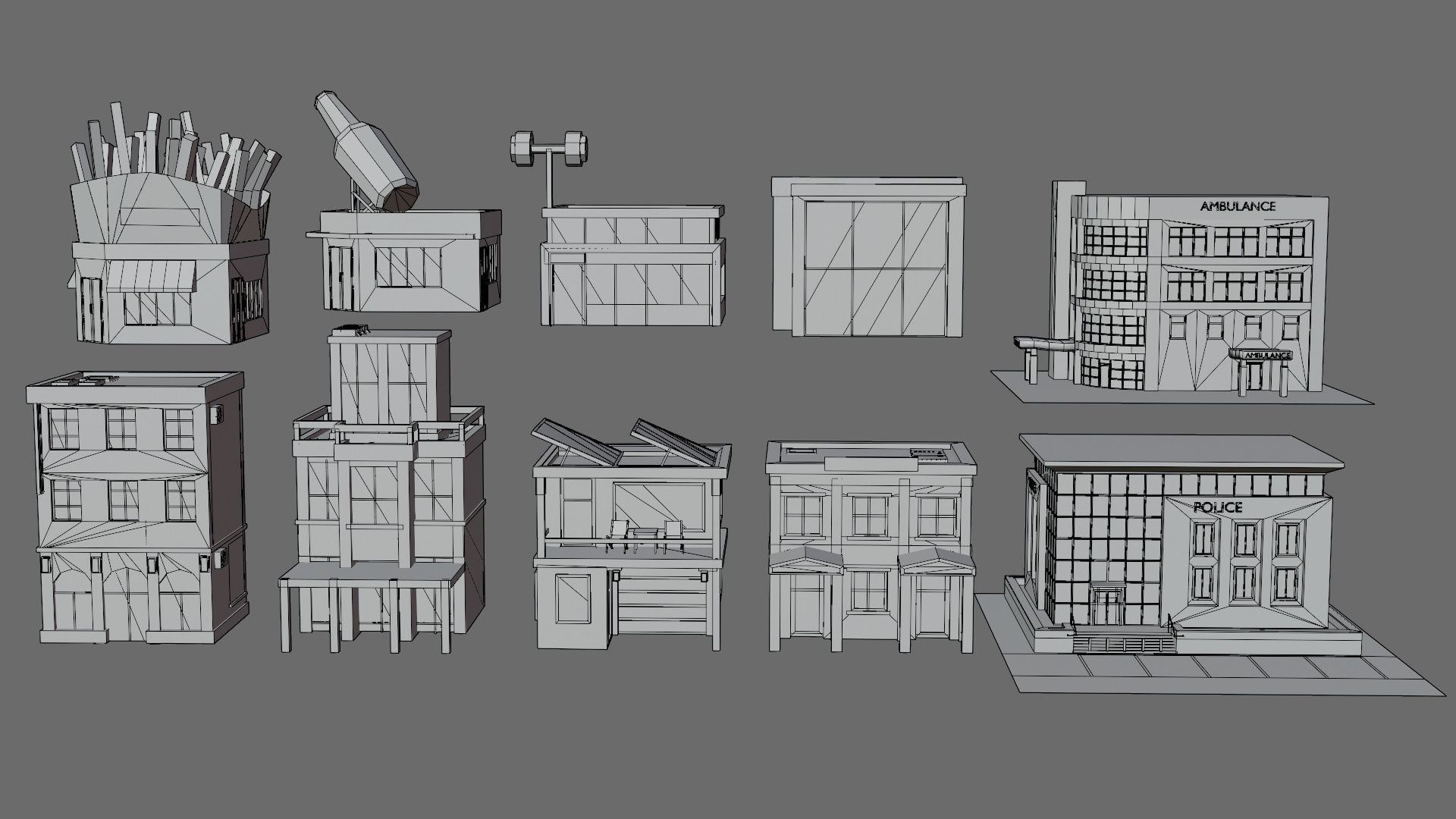 Cartoon city-1 Low-poly 3D model_33