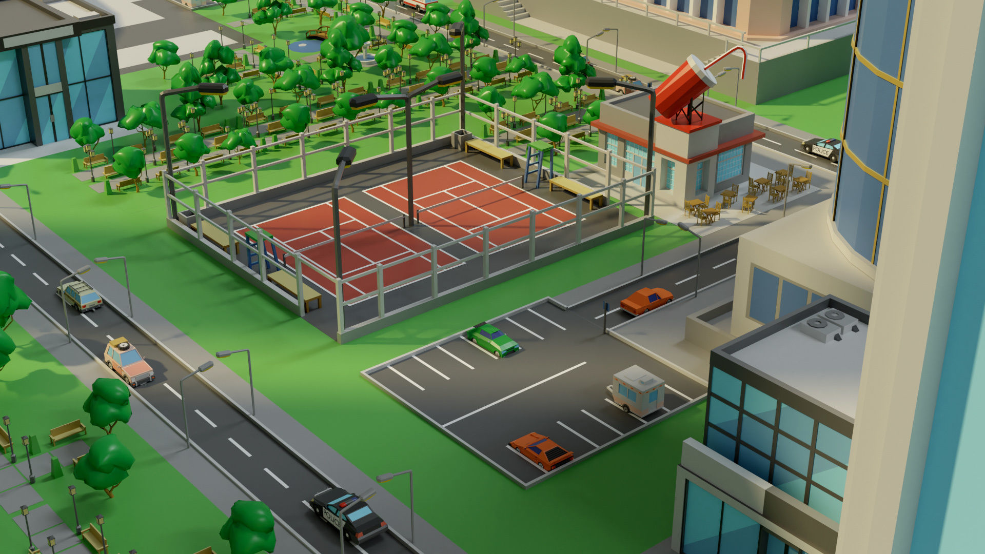 Cartoon city-1 Low-poly 3D model_23