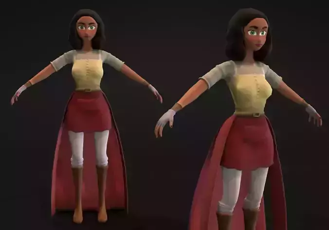 small cute woman with red skirt