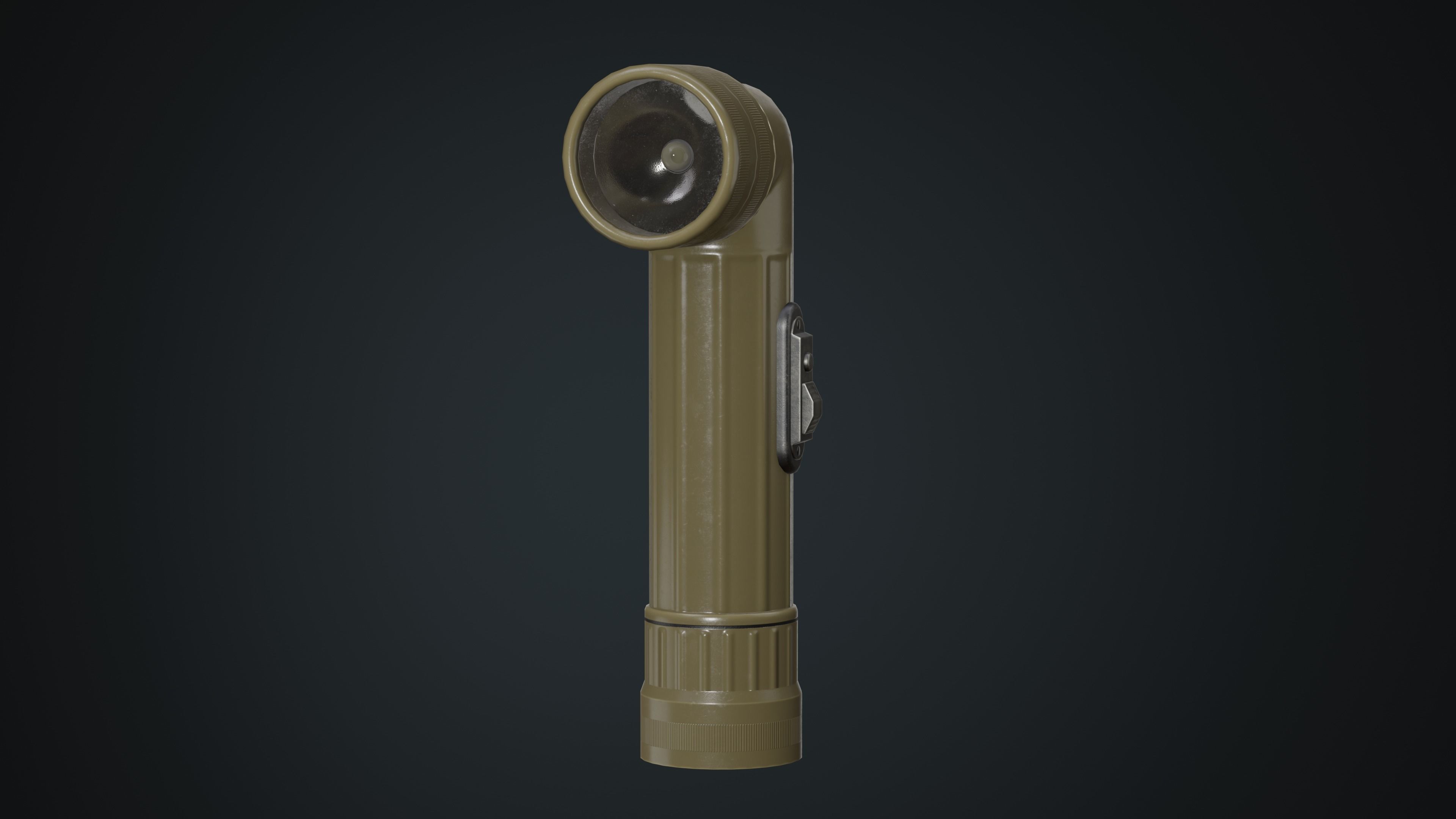 Military Flashlight Low-poly 3D model_3