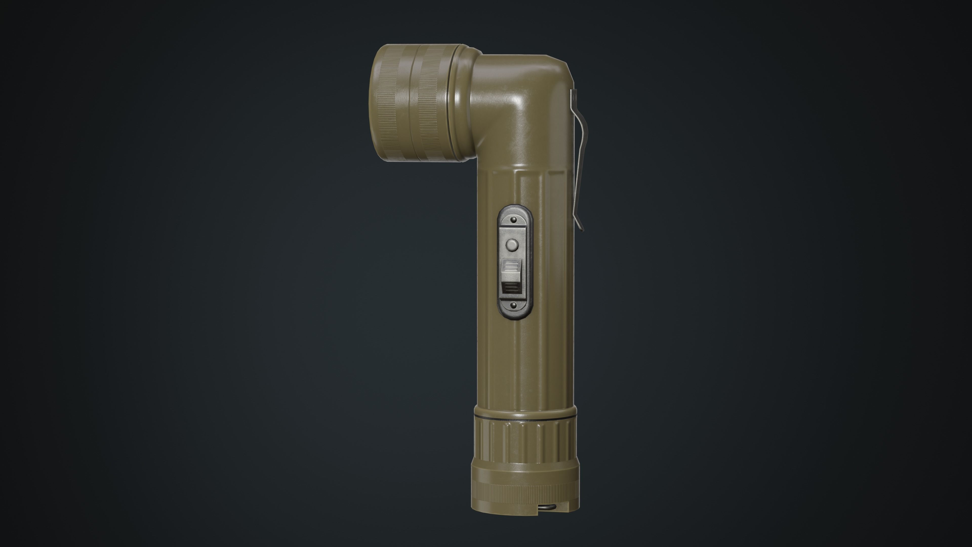 Military Flashlight Low-poly 3D model_1