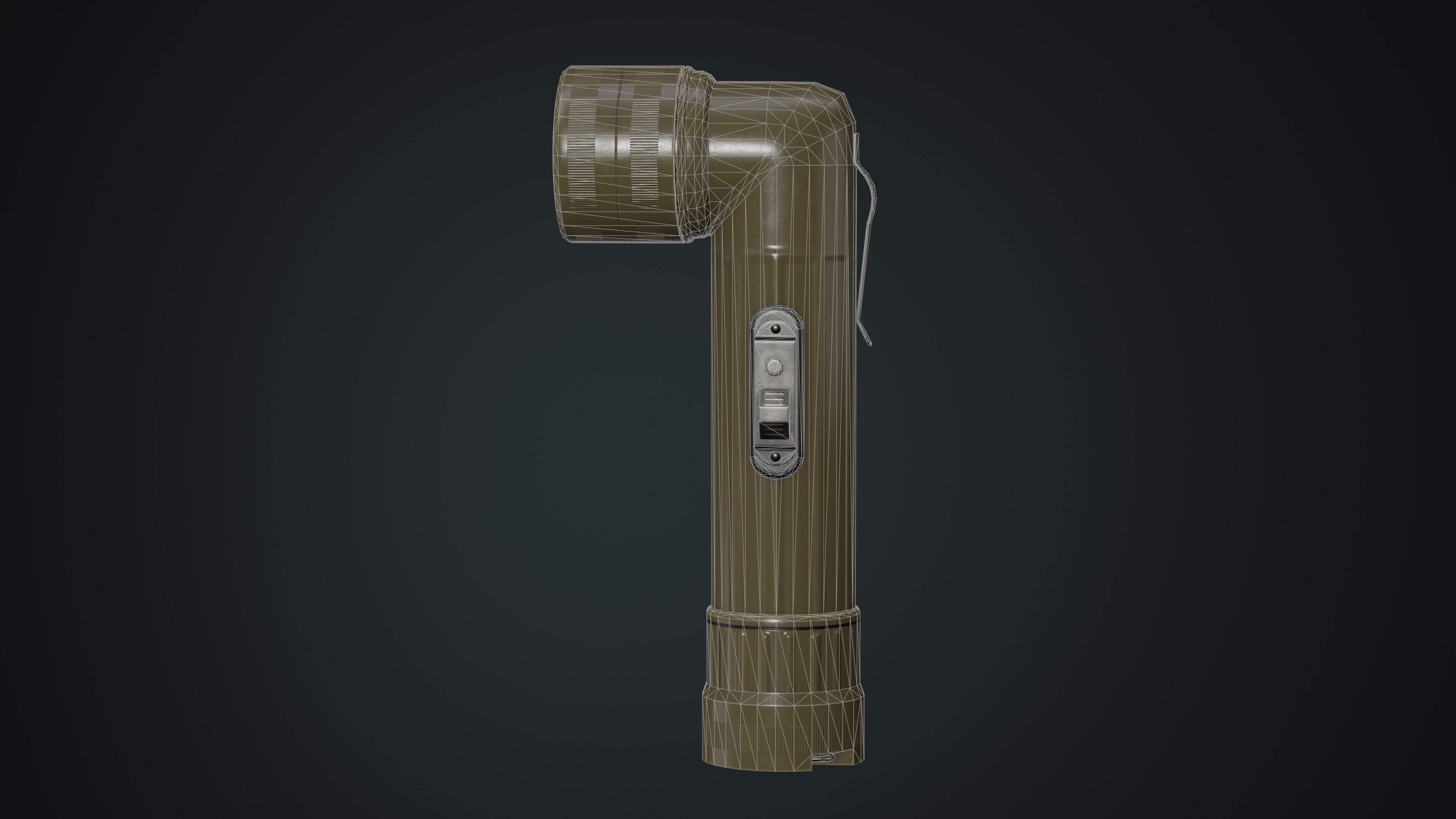 Military Flashlight Low-poly 3D model_10