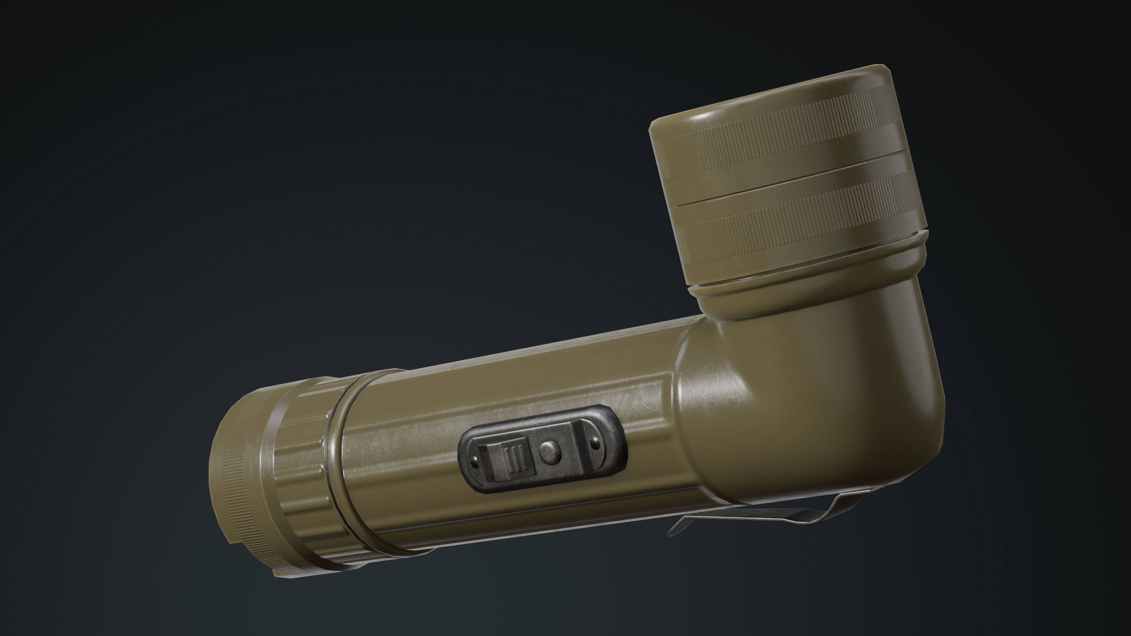 Military Flashlight Low-poly 3D model_8