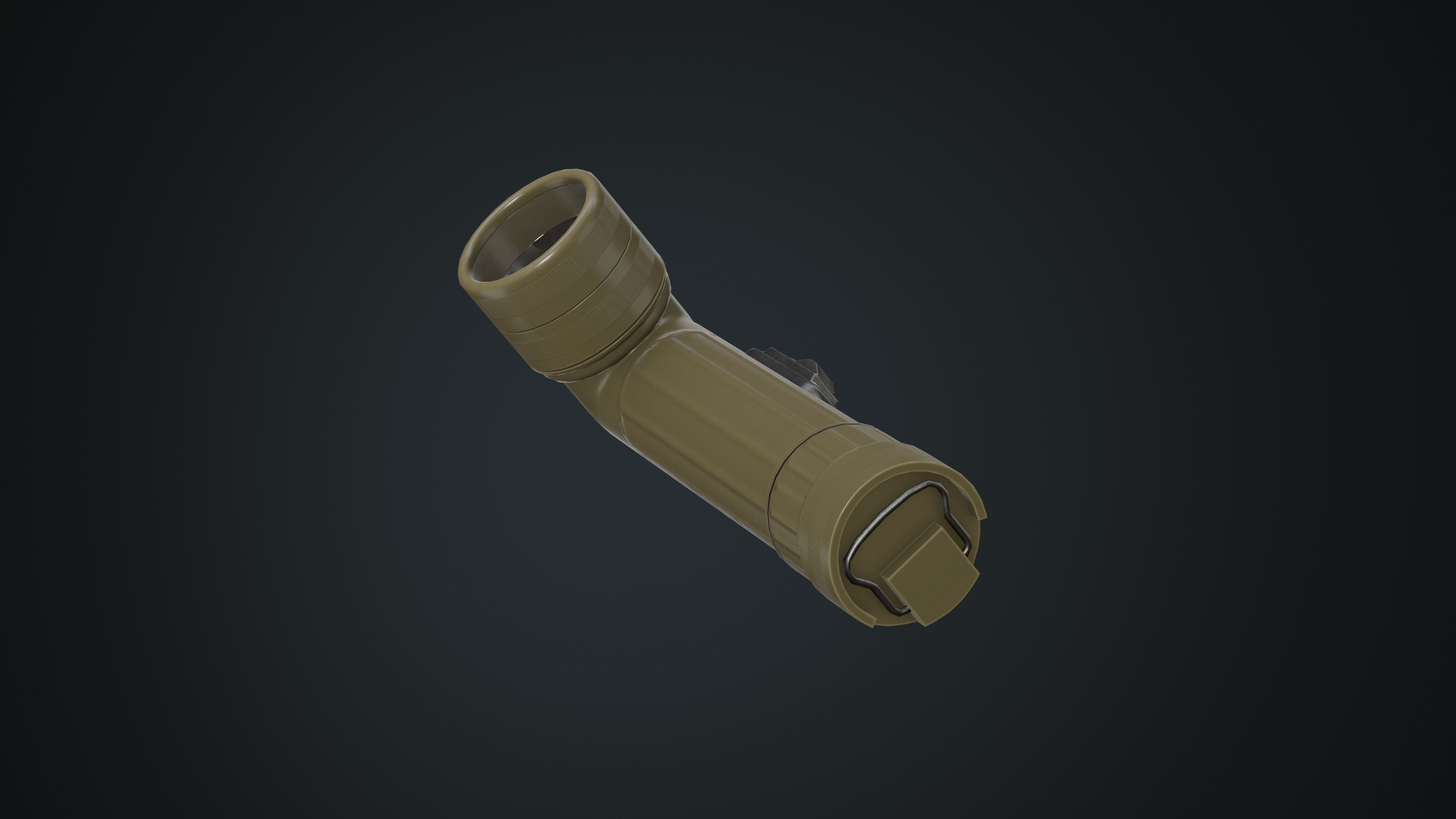 Military Flashlight Low-poly 3D model_4