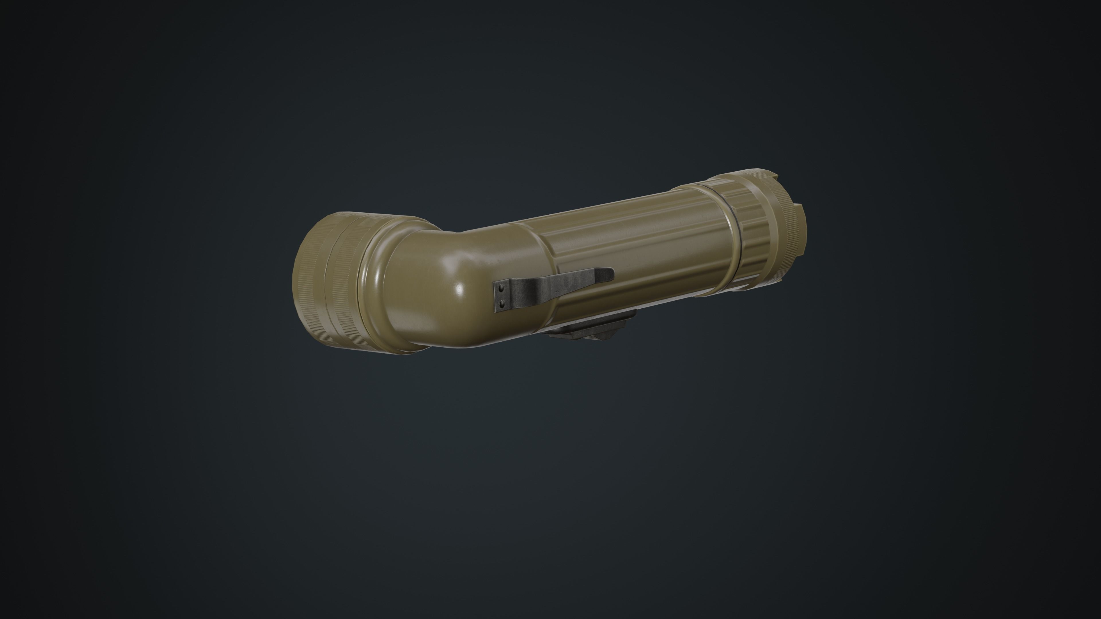 Military Flashlight Low-poly 3D model_5