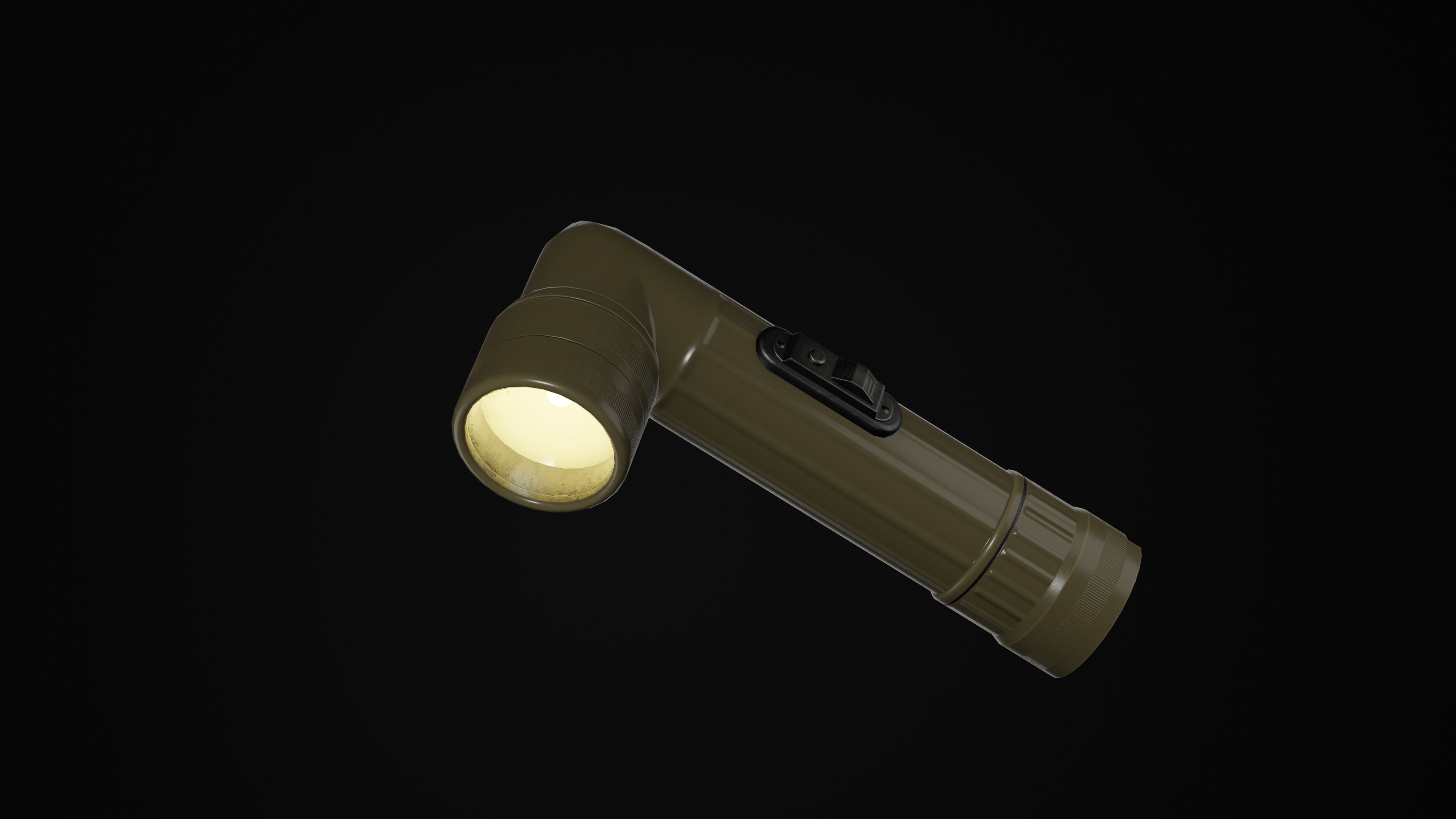Military Flashlight Low-poly 3D model_12