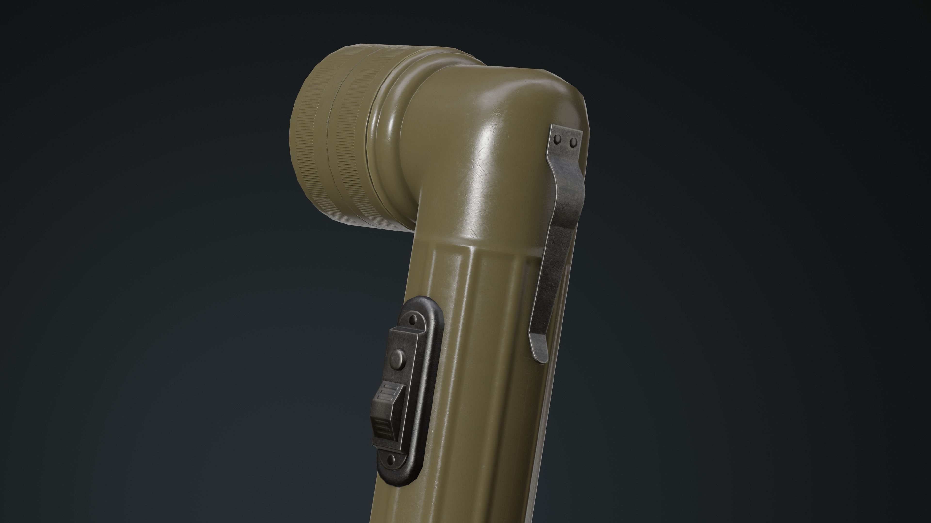 Military Flashlight Low-poly 3D model_7