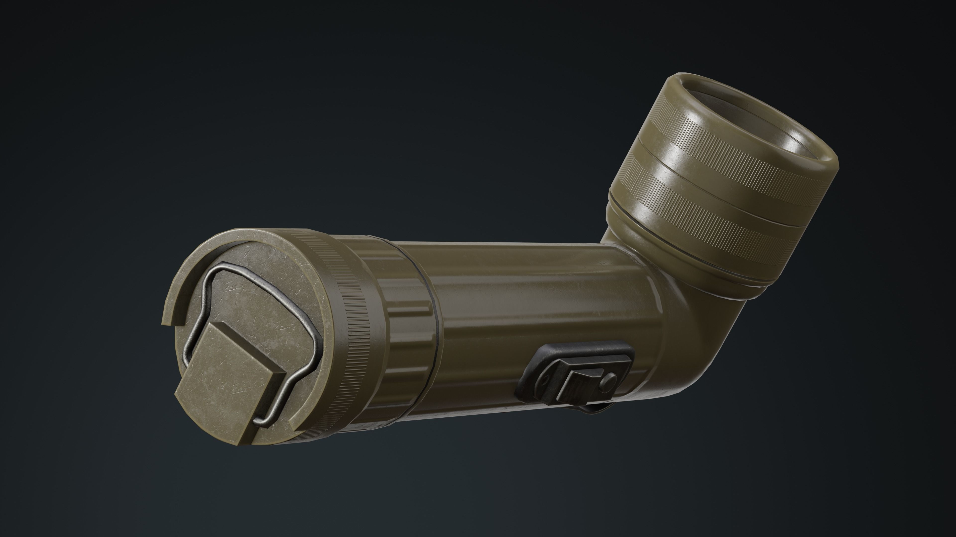Military Flashlight Low-poly 3D model_9
