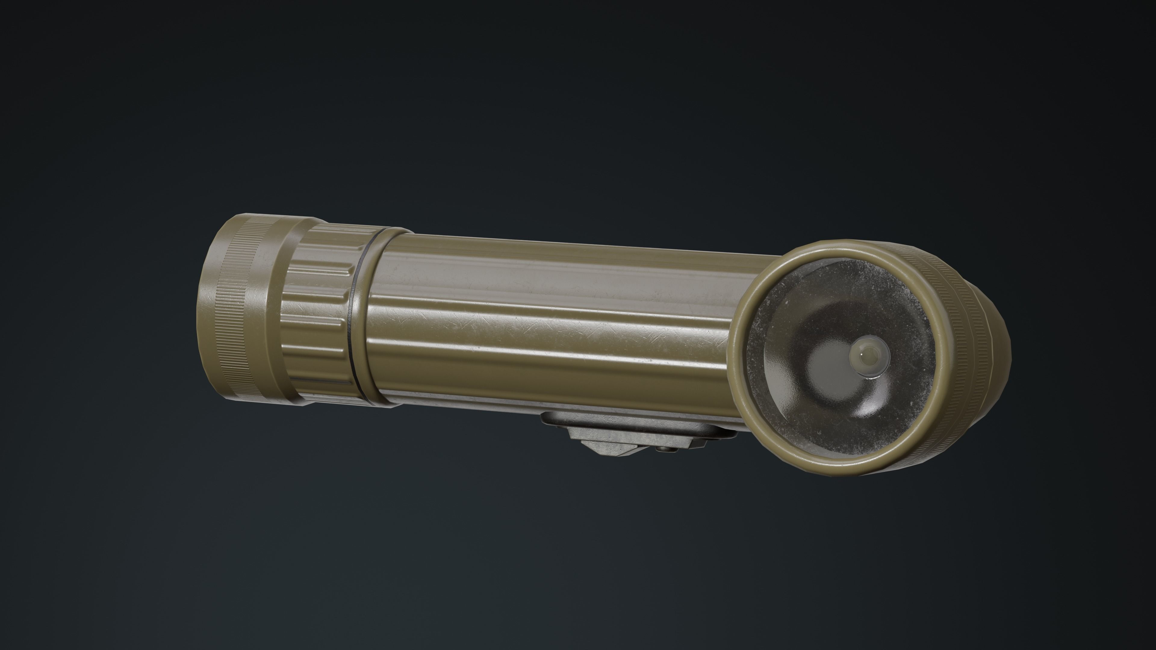 Military Flashlight Low-poly 3D model_11