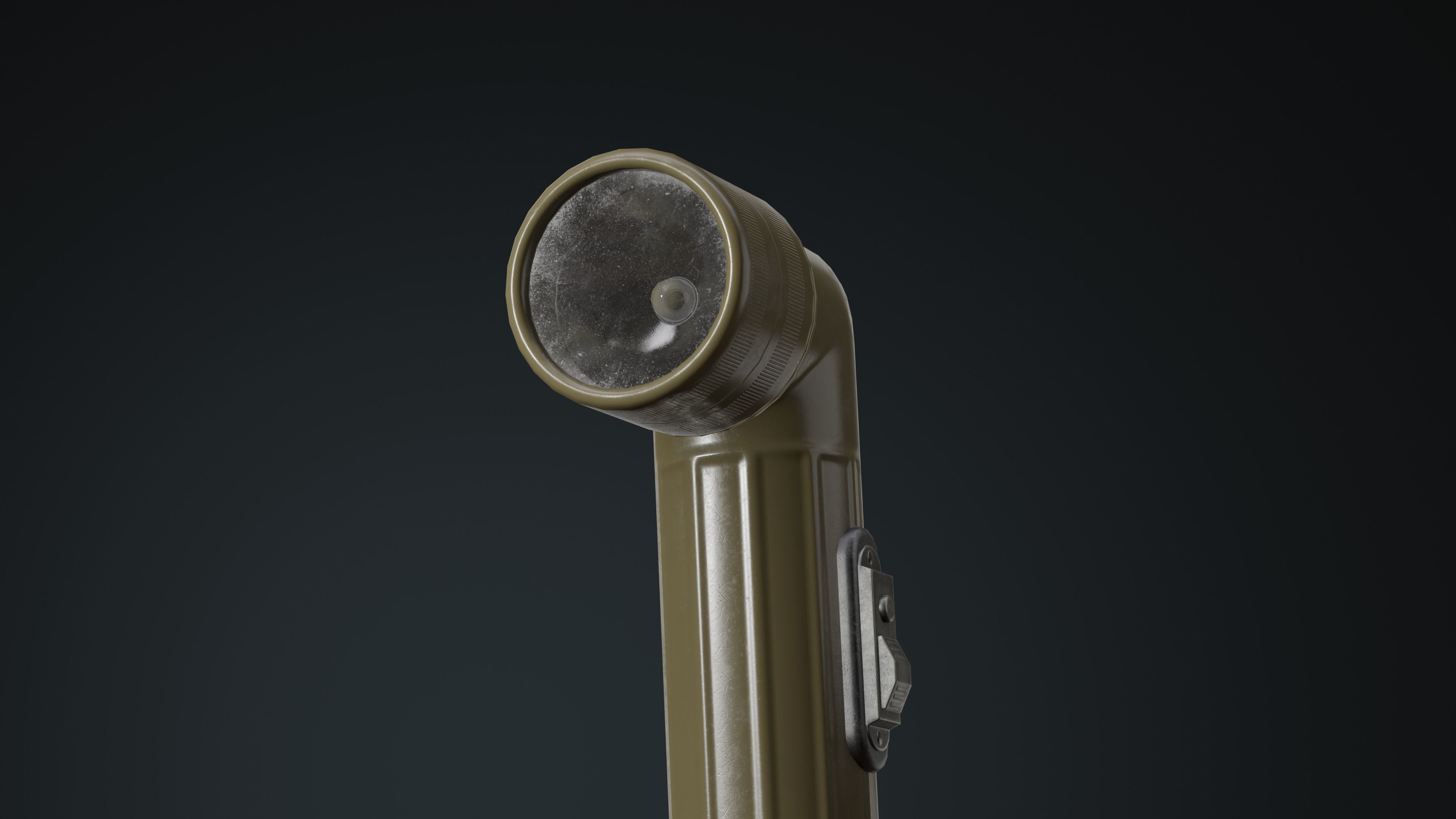 Military Flashlight Low-poly 3D model_6