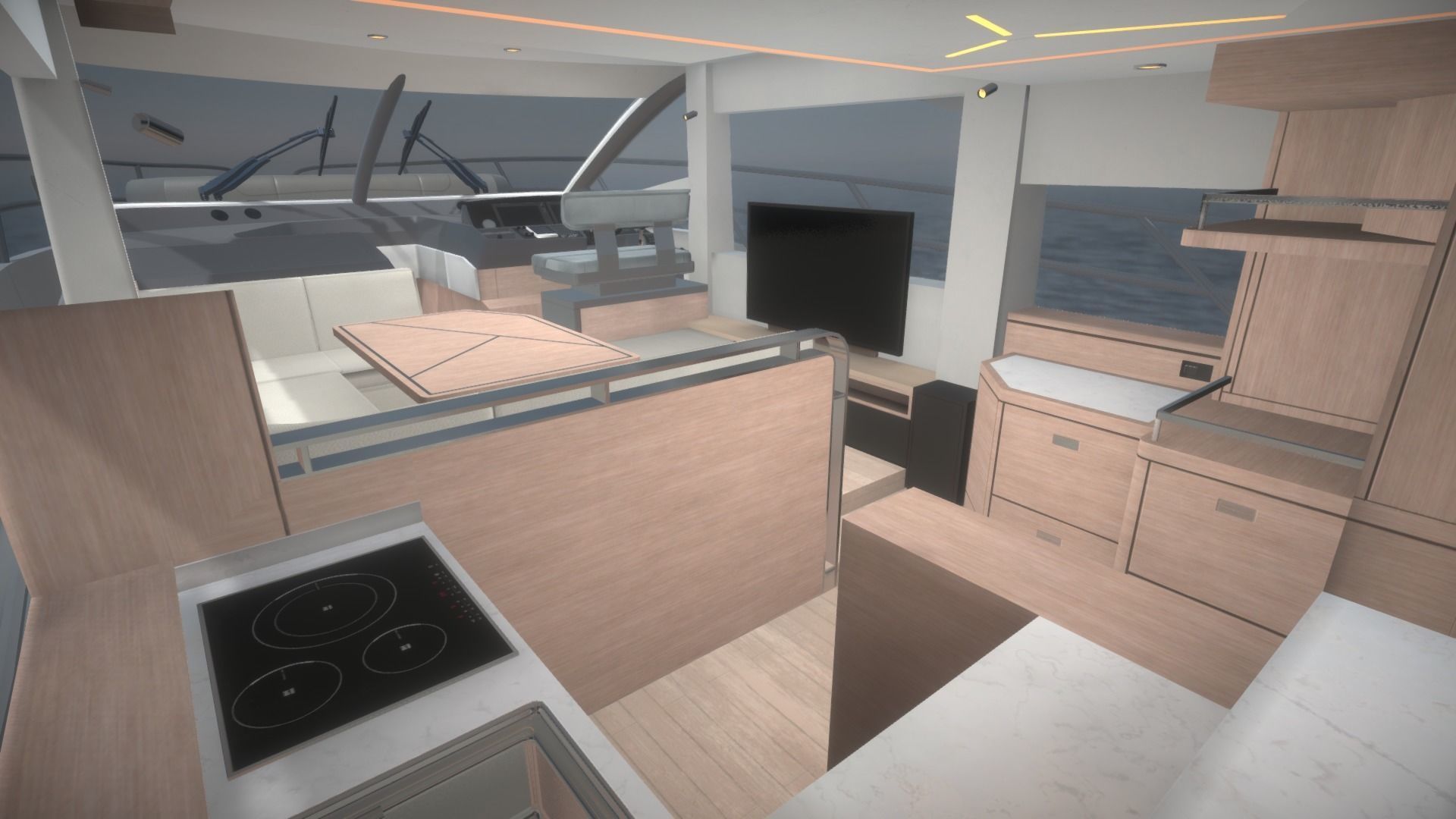 Yacht motor boat Low-poly 3D model_11