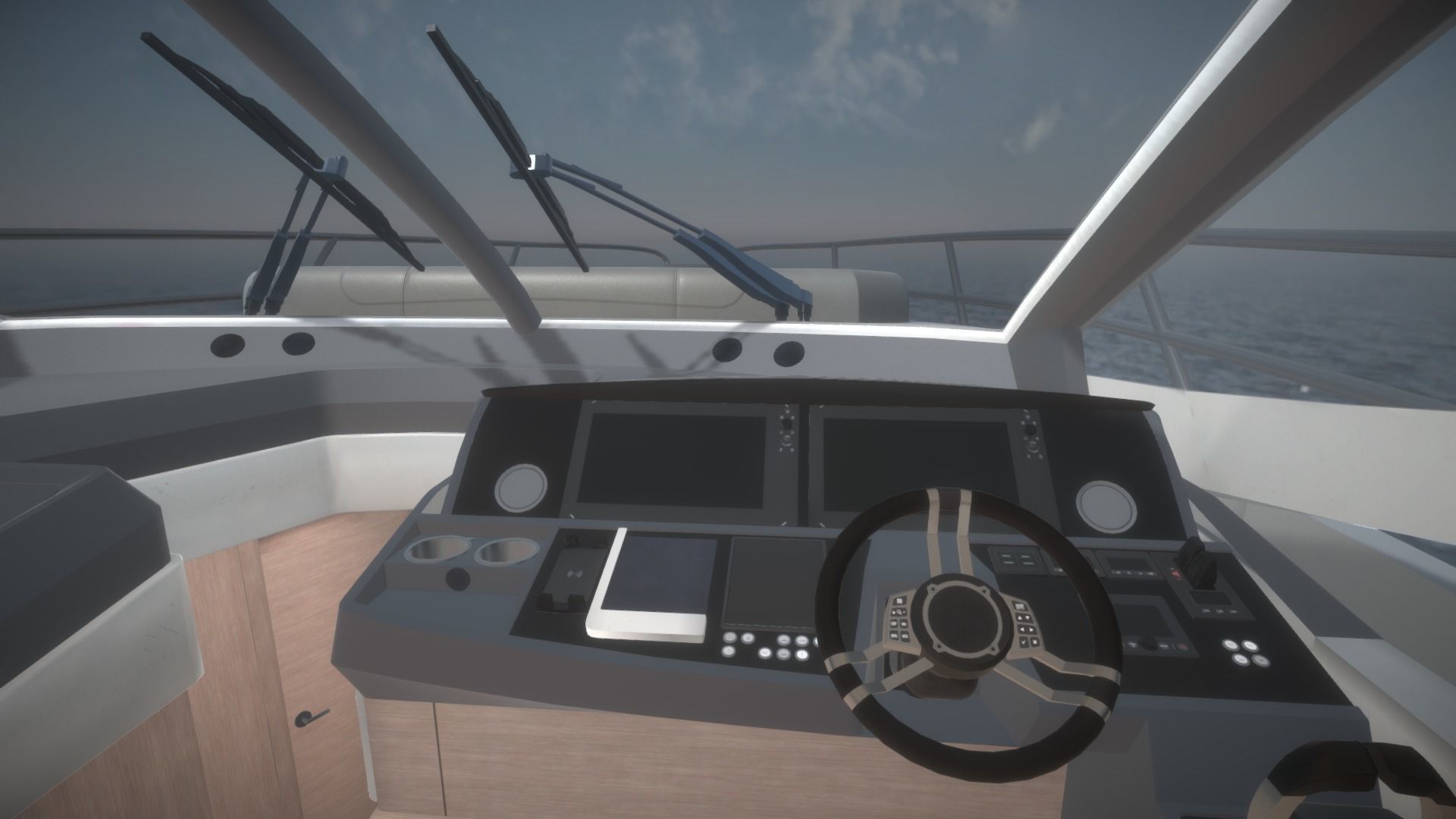 Yacht motor boat Low-poly 3D model_12