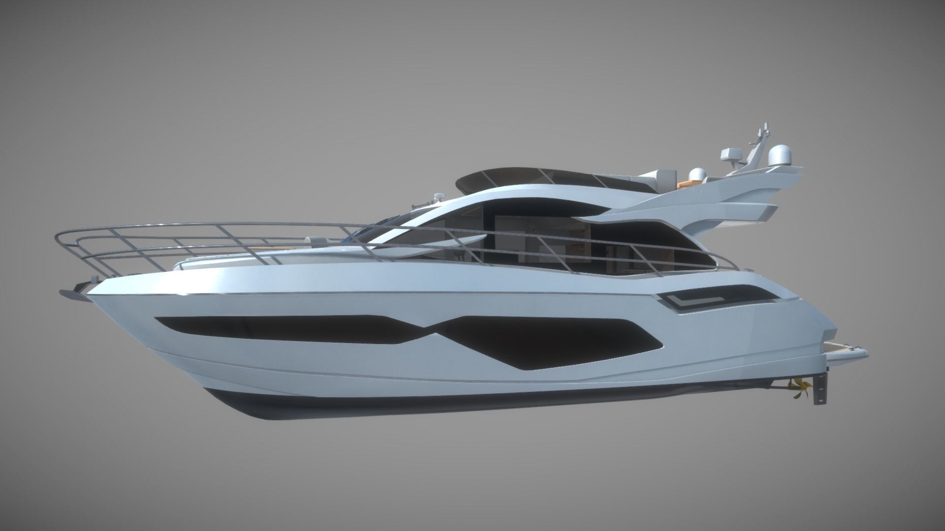 Yacht motor boat Low-poly 3D model_2