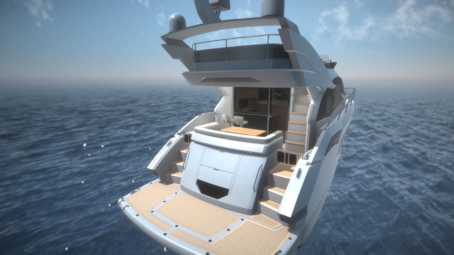 Yacht motor boat Low-poly 3D model_9