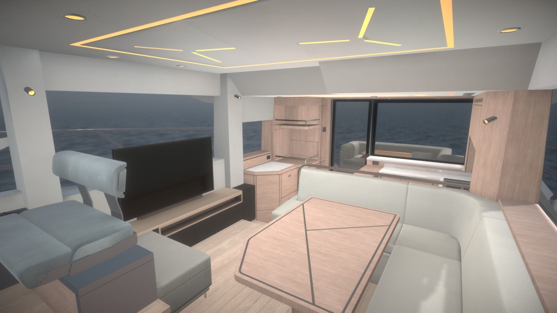 Yacht motor boat Low-poly 3D model_13