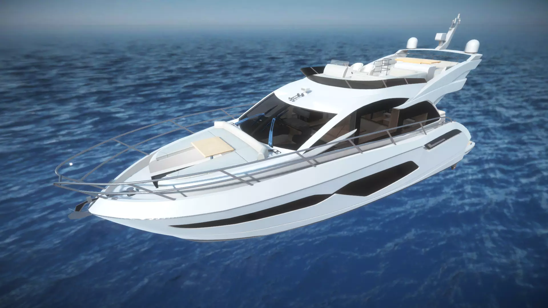 Yacht motor boat Low-poly 3D model_0