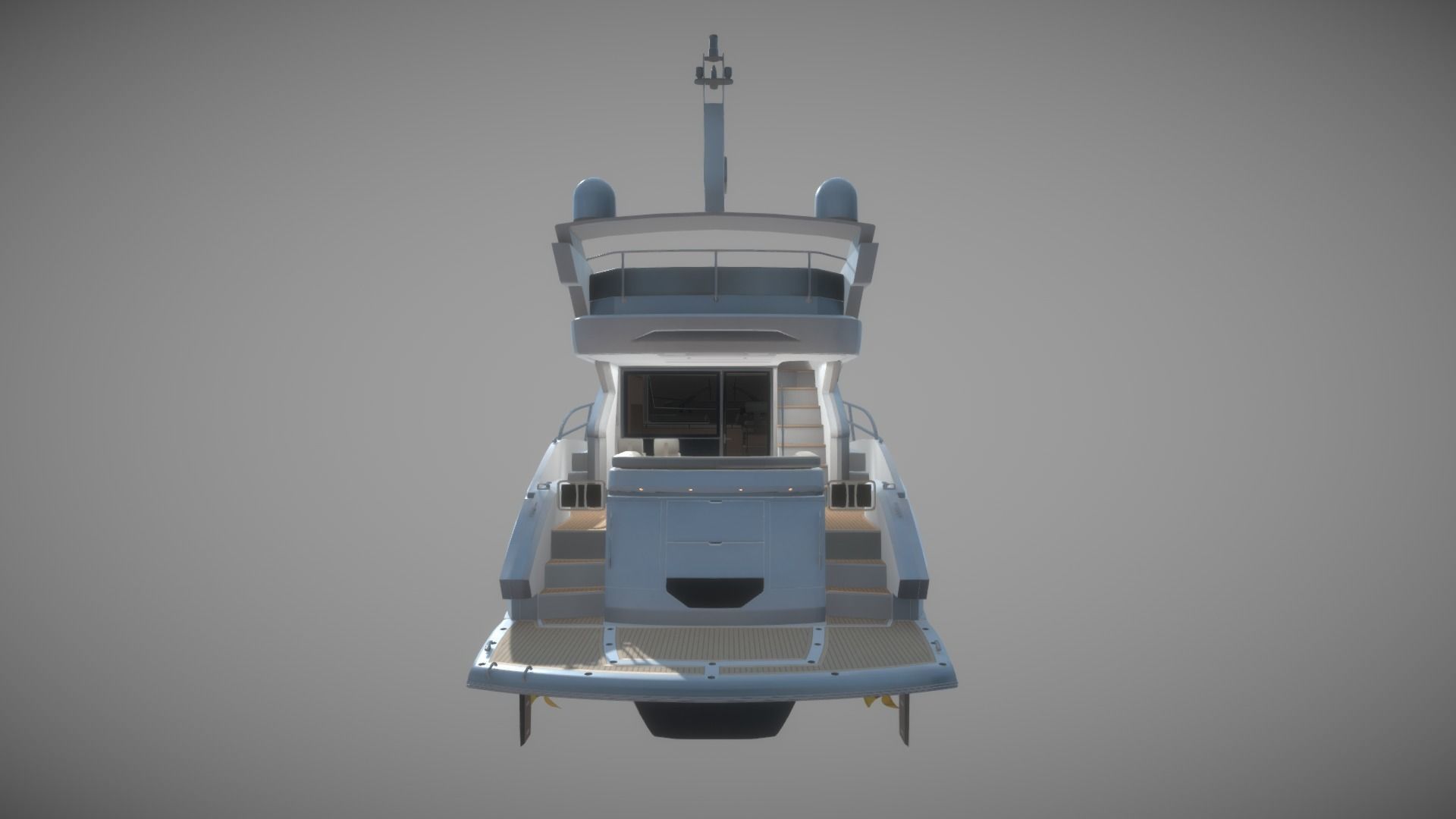 Yacht motor boat Low-poly 3D model_4
