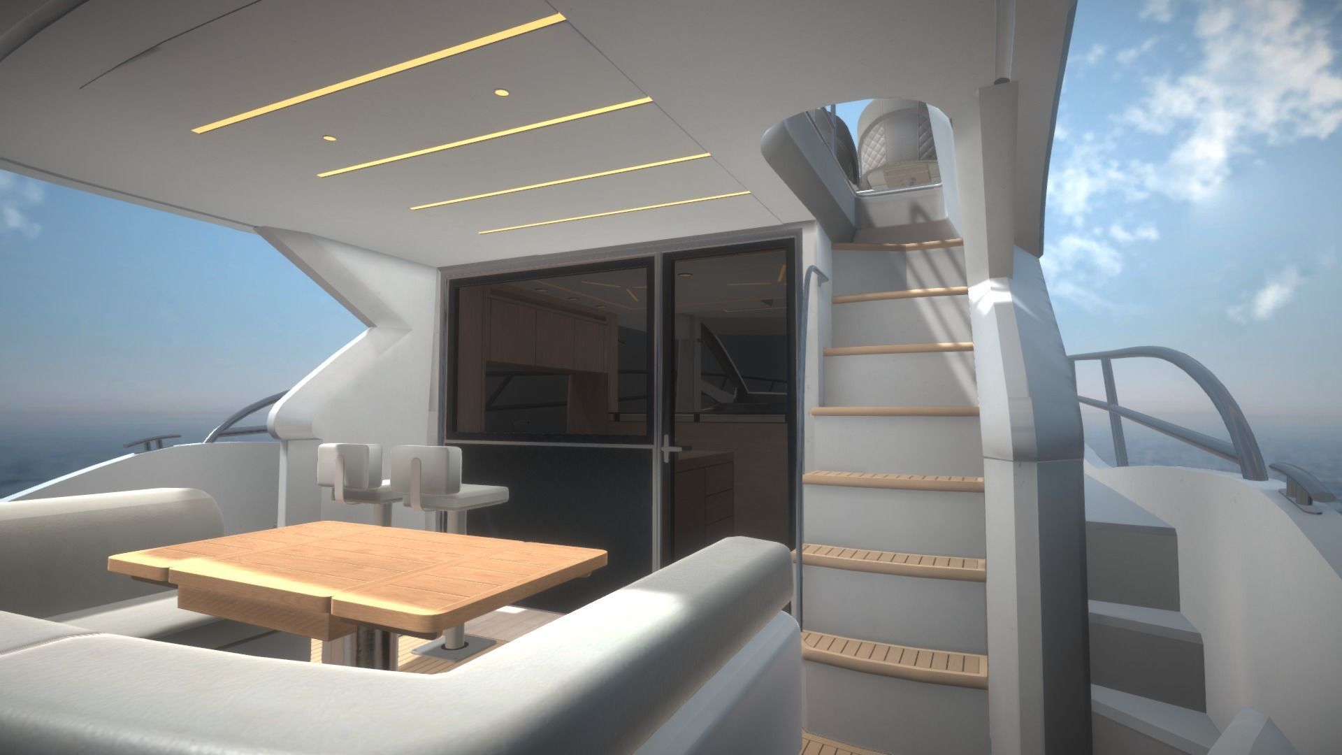 Yacht motor boat Low-poly 3D model_10