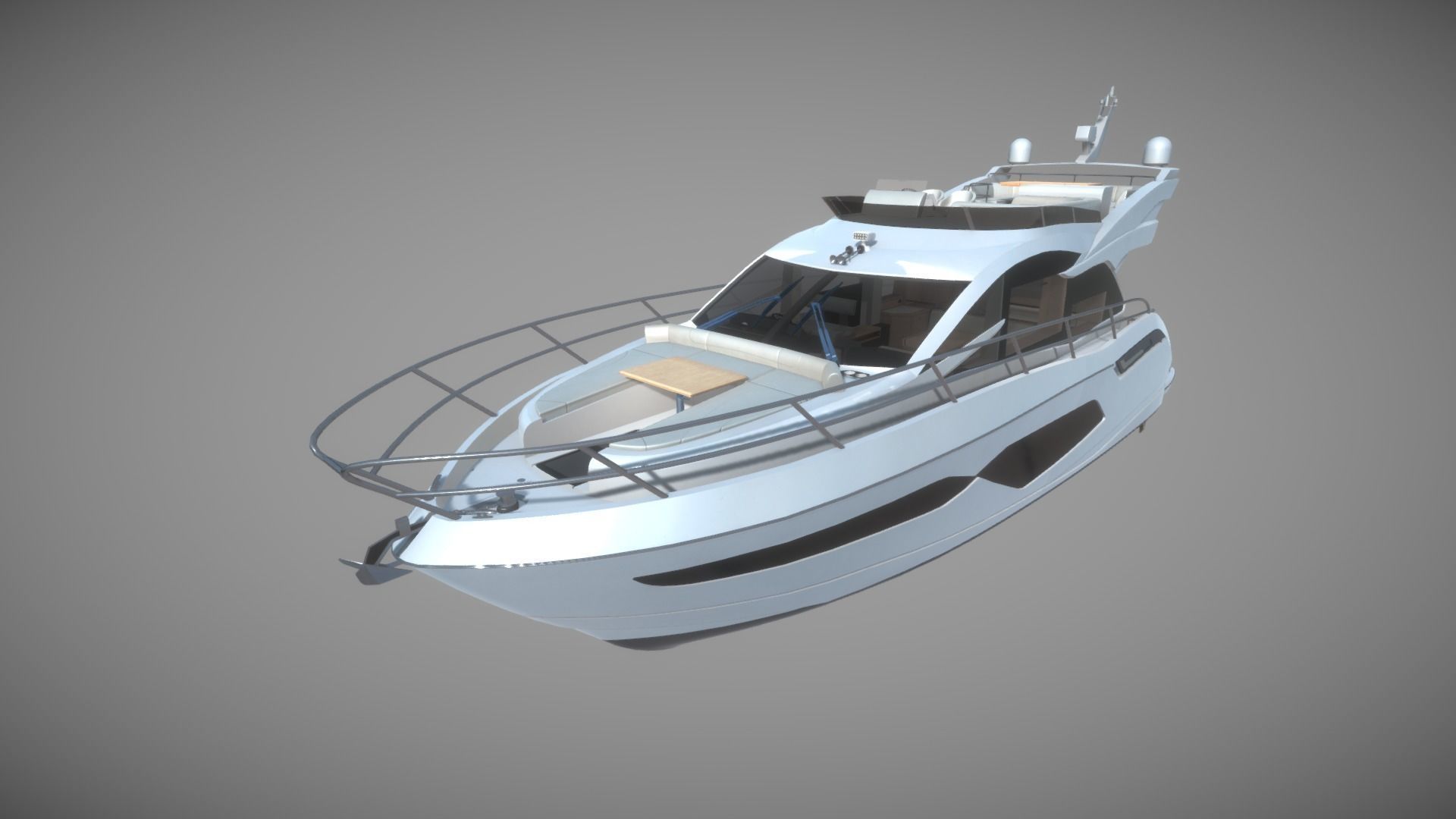 Yacht motor boat Low-poly 3D model_1