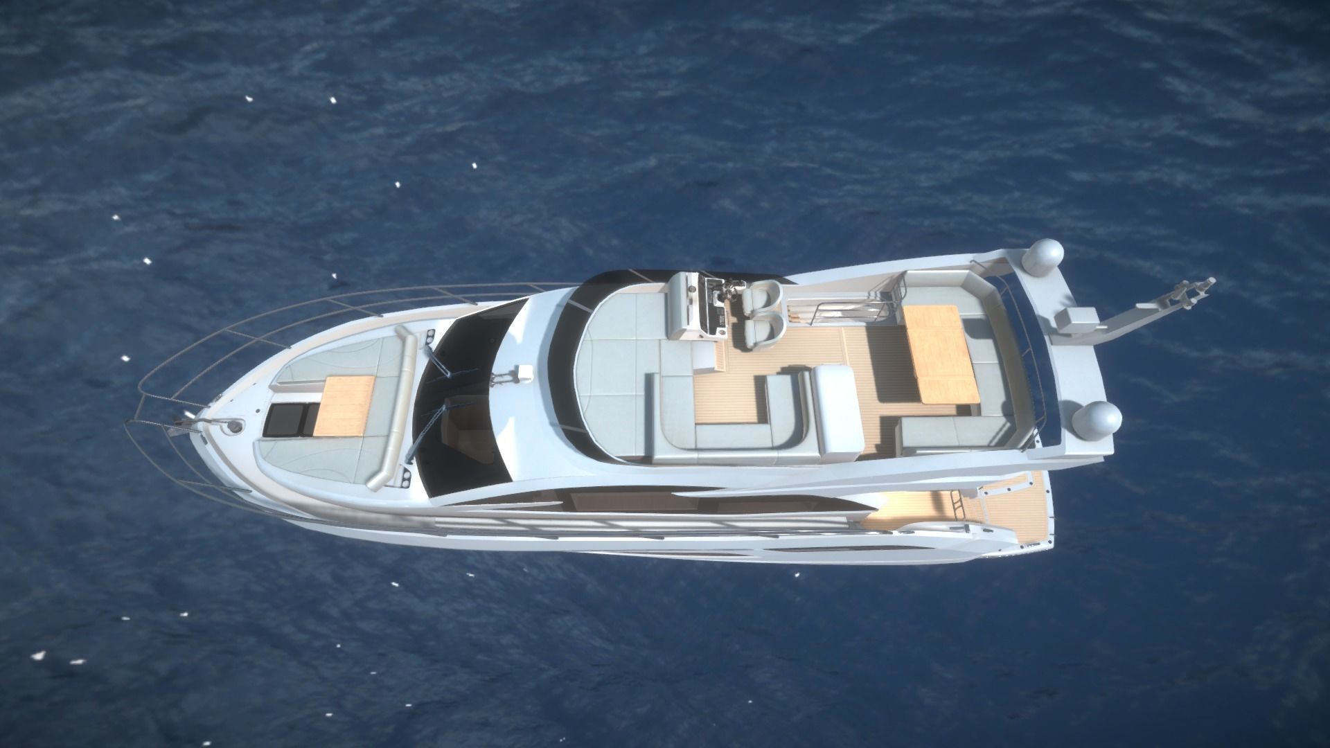 Yacht motor boat Low-poly 3D model_5