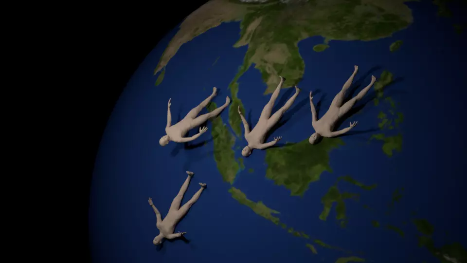 keren group of people floating on earth Free 3D model