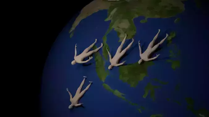 keren group of people floating on earth
