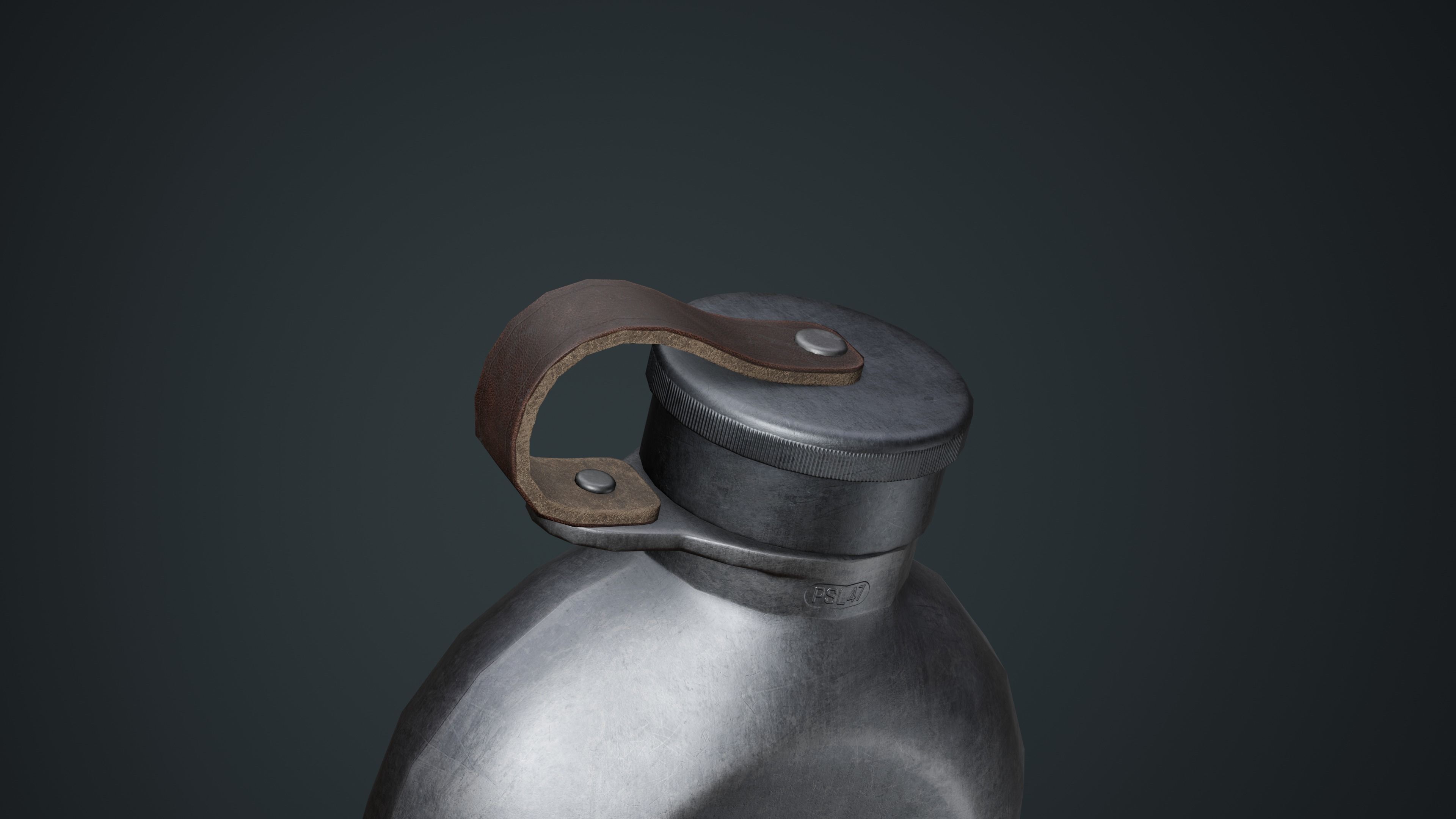 Military Flask Low-poly 3D model_9