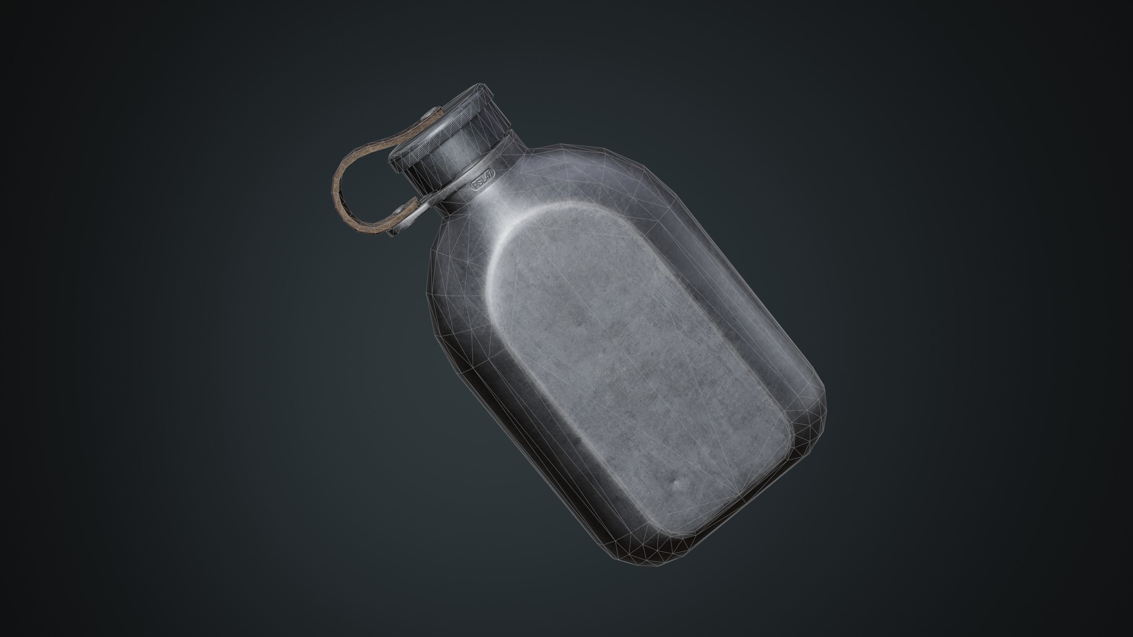 Military Flask Low-poly 3D model_7