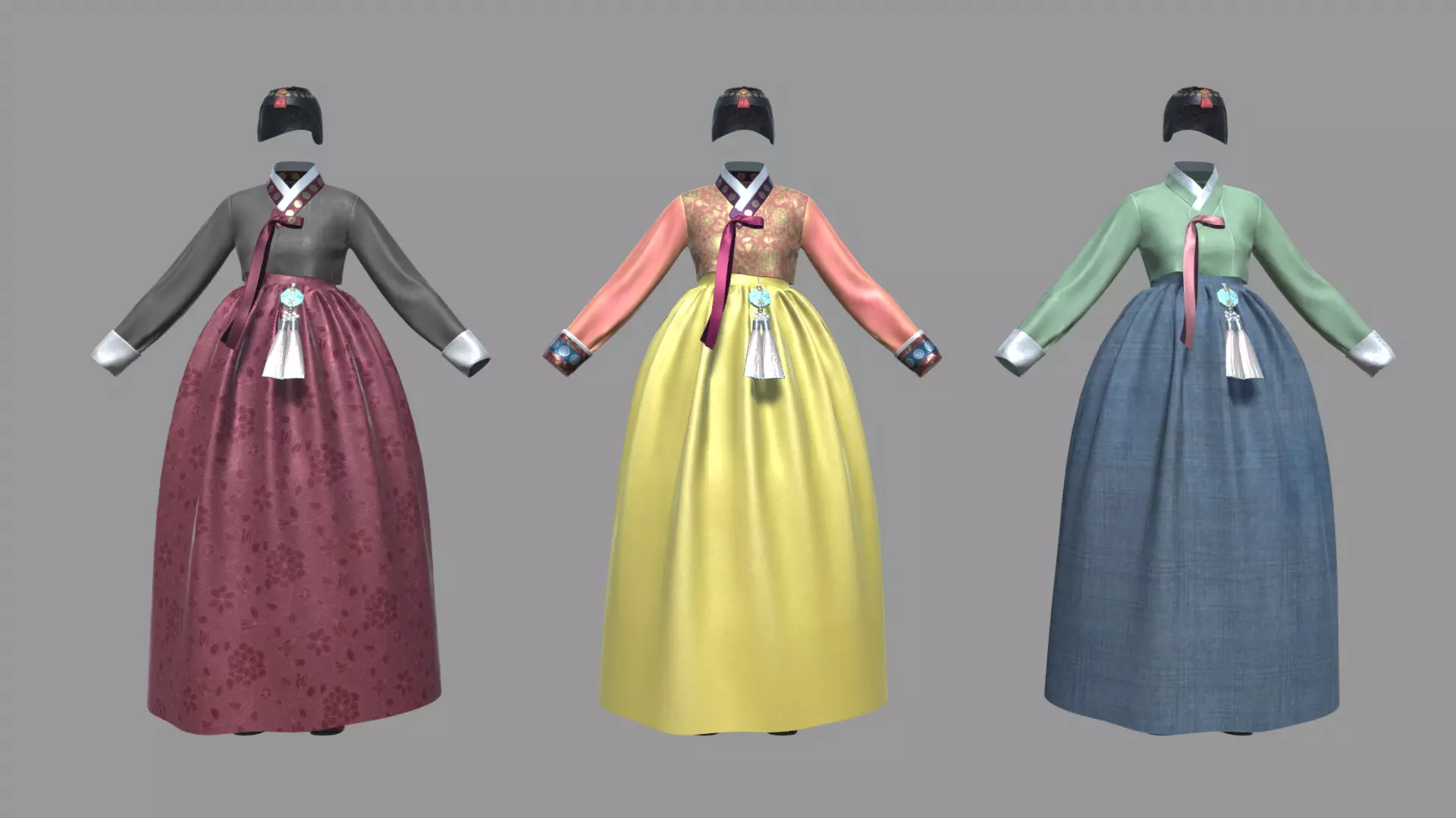 Hanbok helmet with tassel Low-poly 3D model_0