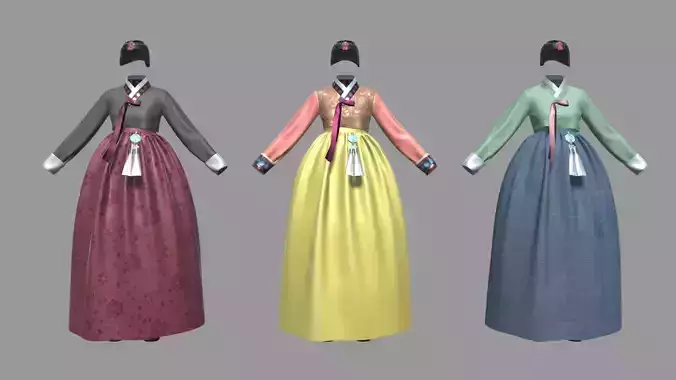 Hanbok helmet with tassel Low-poly 3D model
