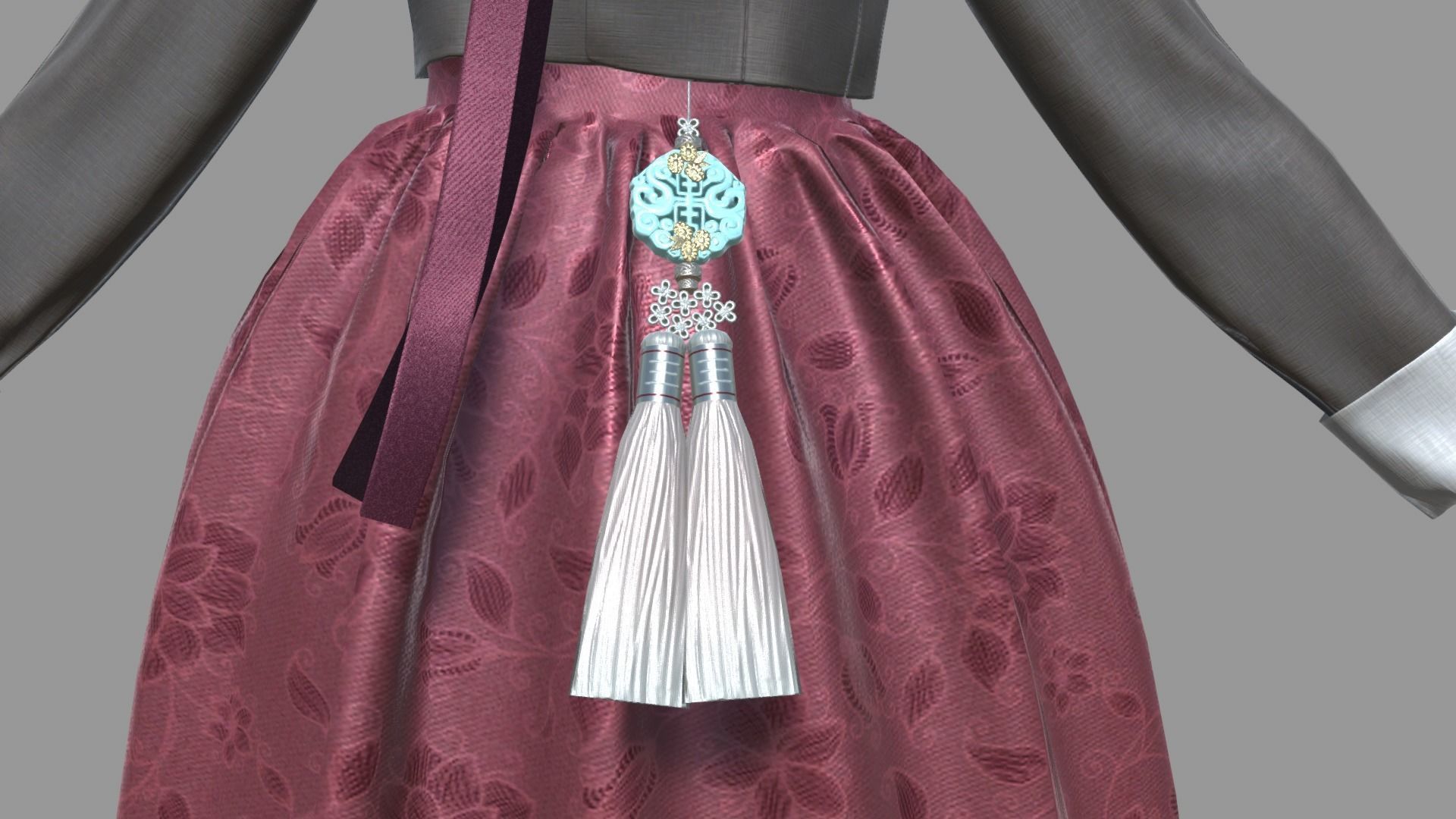 Hanbok helmet with tassel Low-poly 3D model_5