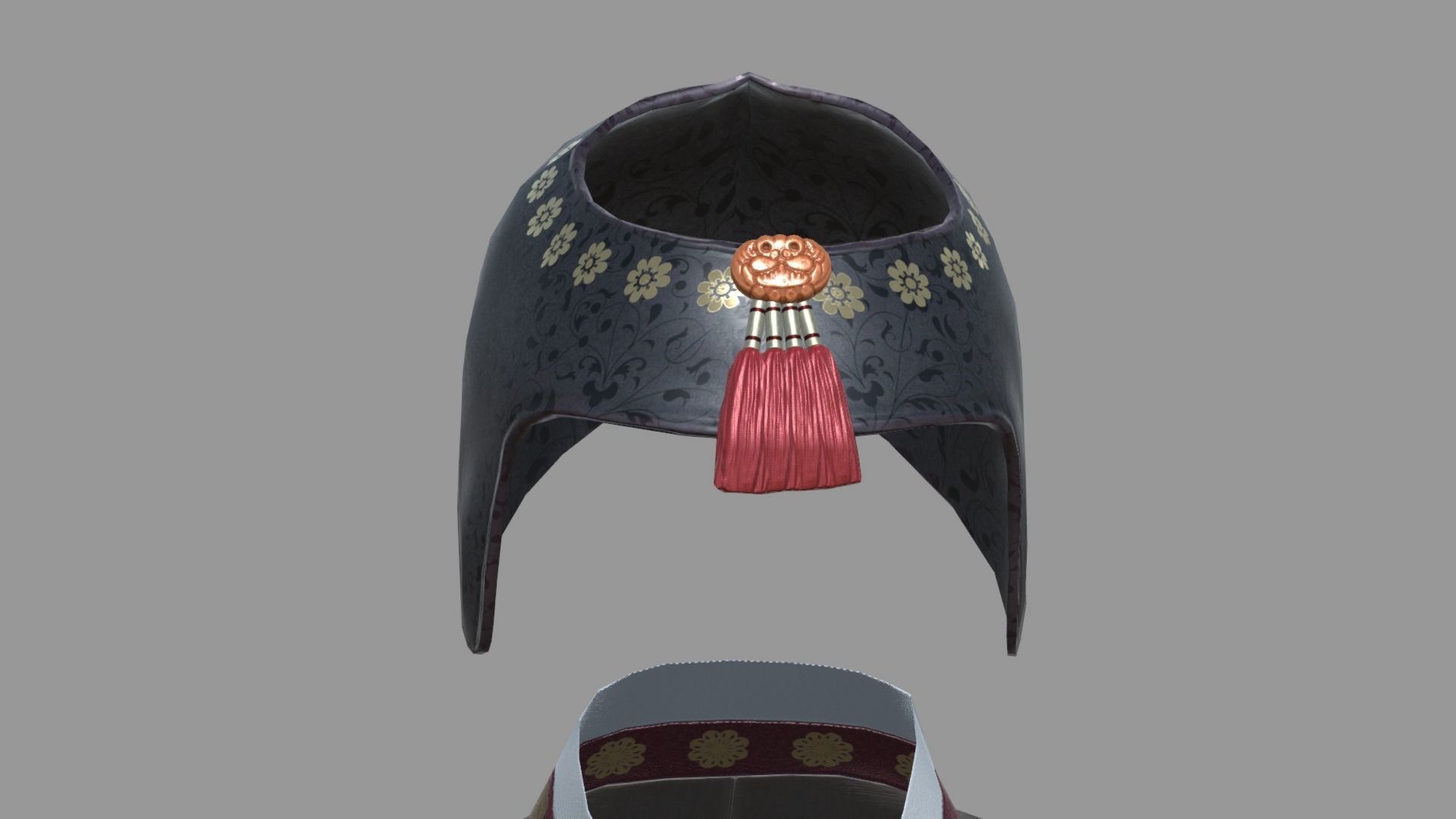 Hanbok helmet with tassel Low-poly 3D model_7