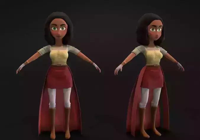 very small cute woman with red skirt