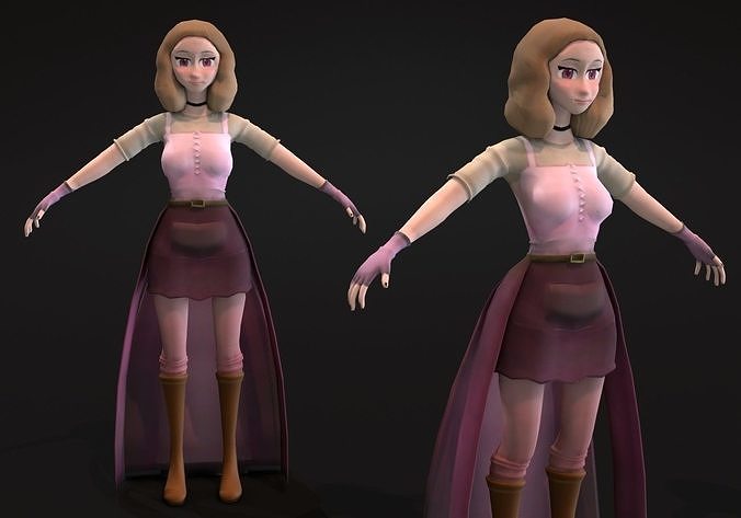 girl middle age cute Low-poly 3D model