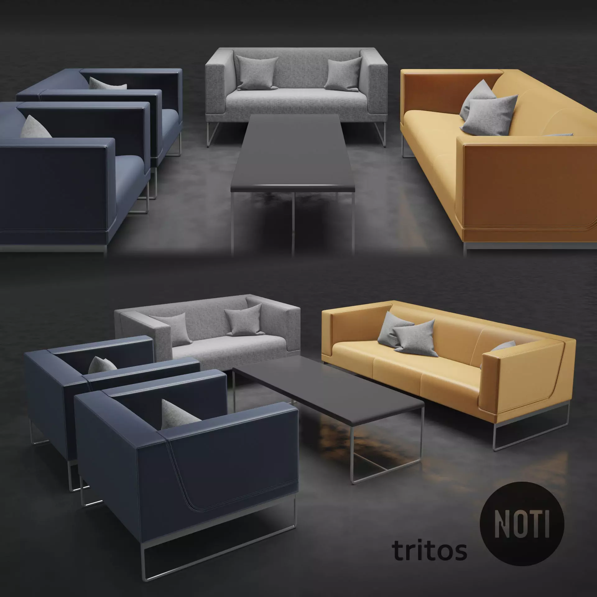 SOFA SET four different sofas and coffee table Free 3D model