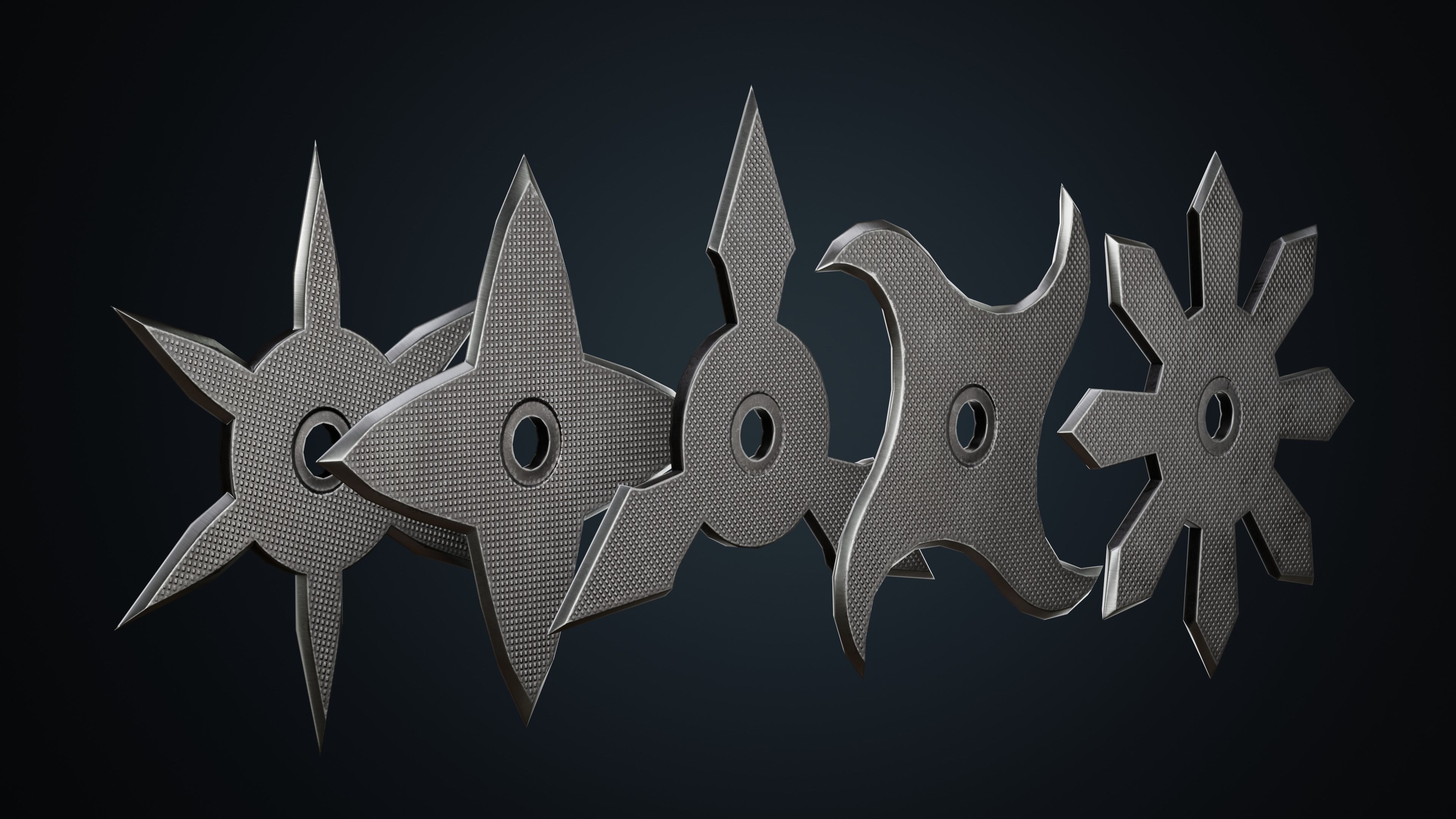 Ninja Weapon Shurikens Low-poly 3D model_7