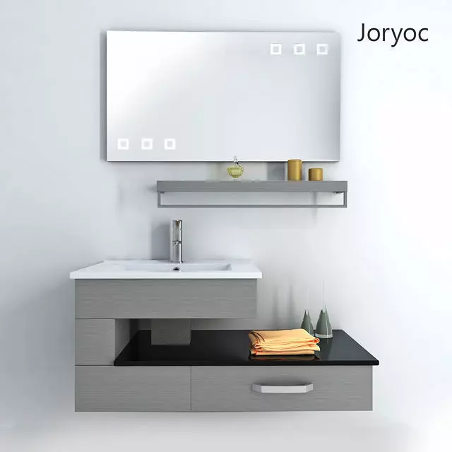 Bathroom modern vanity with sink and mirror Free 3D model