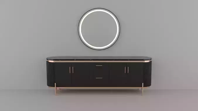 Dresser and circle mirror