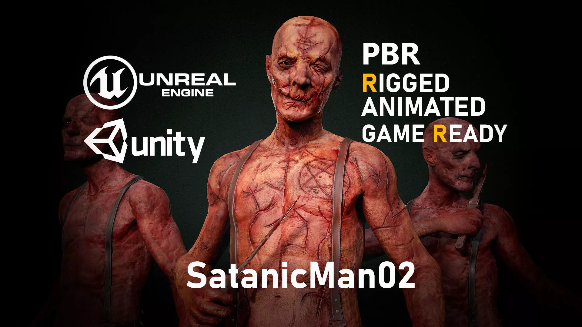 SatanicMan2 satanic man Low-poly 3D model_0