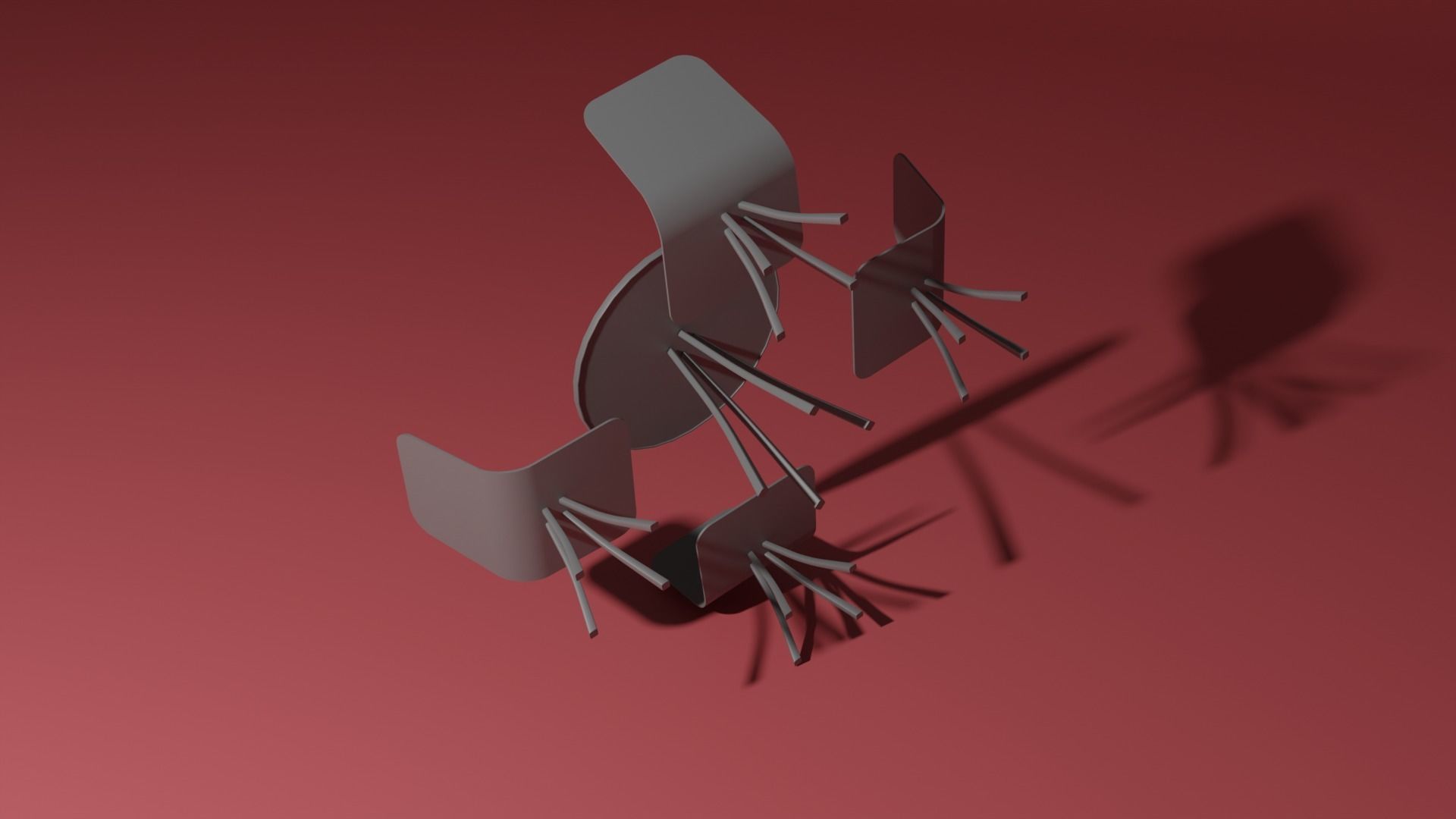 Garden table with chairs 3D model_7