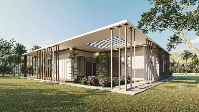 Solar Energy House Low-poly 3D model