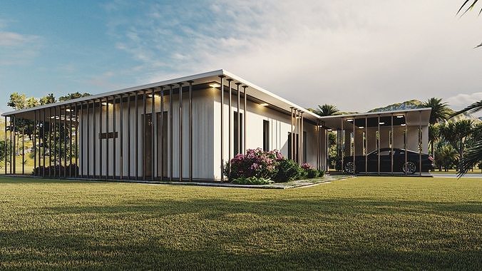 Solar Energy House Low-poly 3D model 2