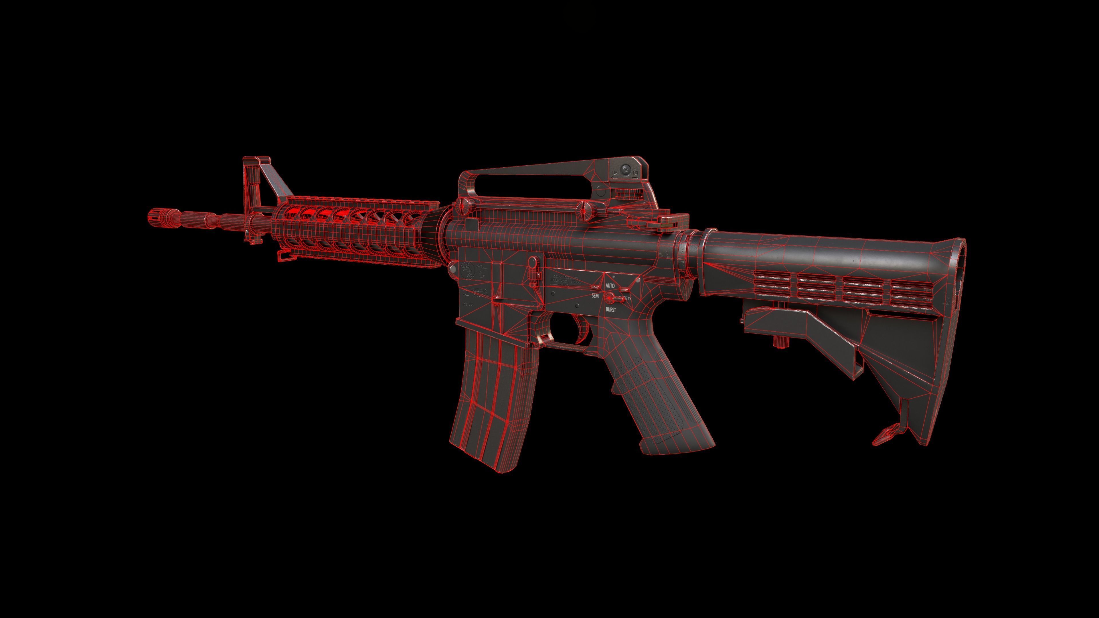 M4 Carbine GameReady model Low-poly 3D model_7