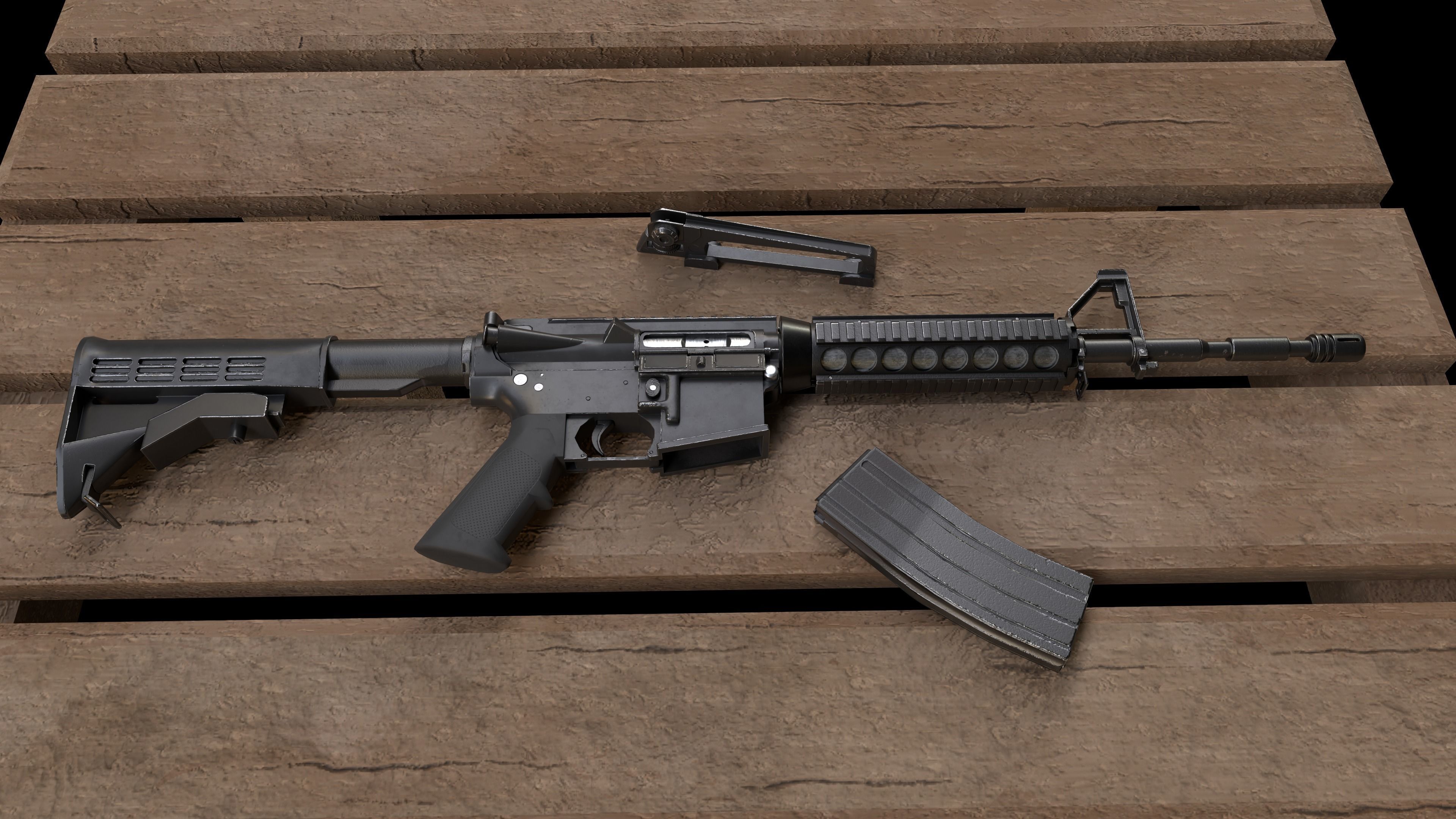 M4 Carbine GameReady model Low-poly 3D model_6