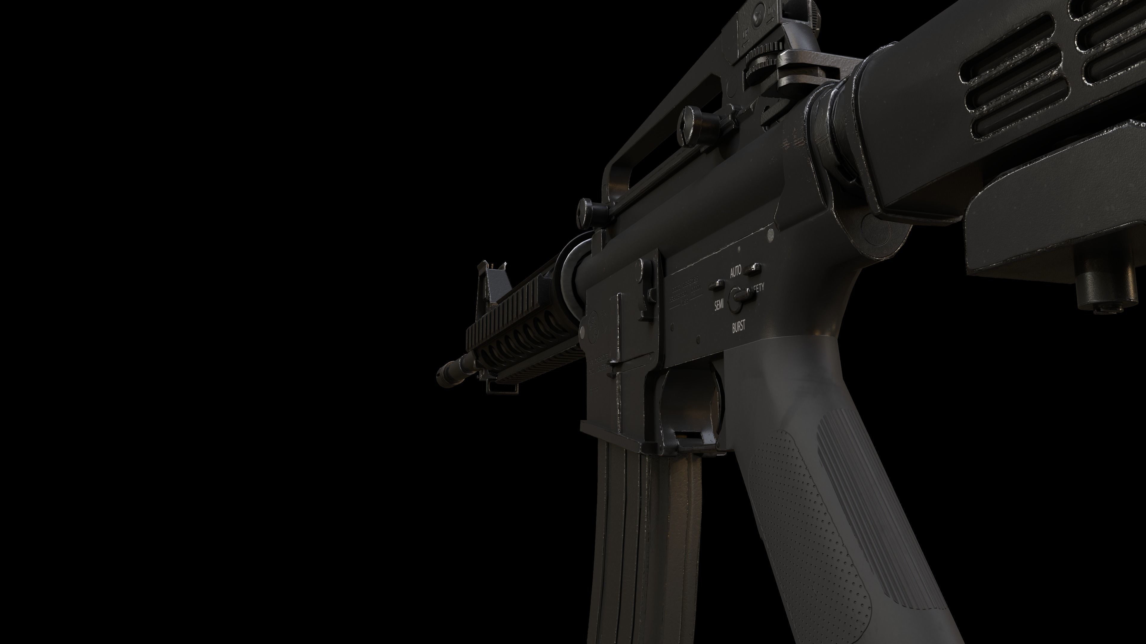 M4 Carbine GameReady model Low-poly 3D model_5