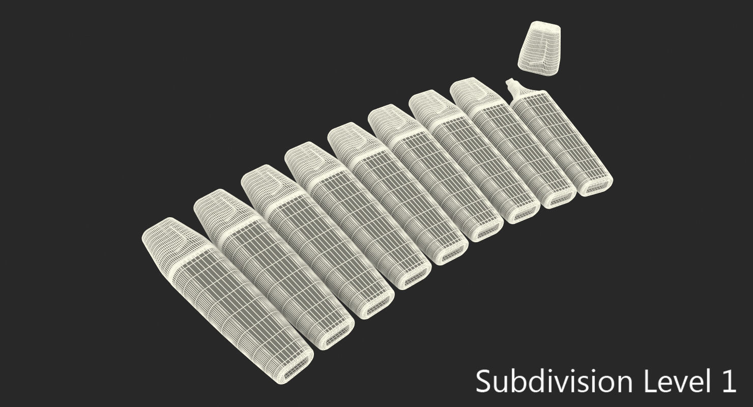 Highlighter Markers Set 9 Unique Colors 3D model_15