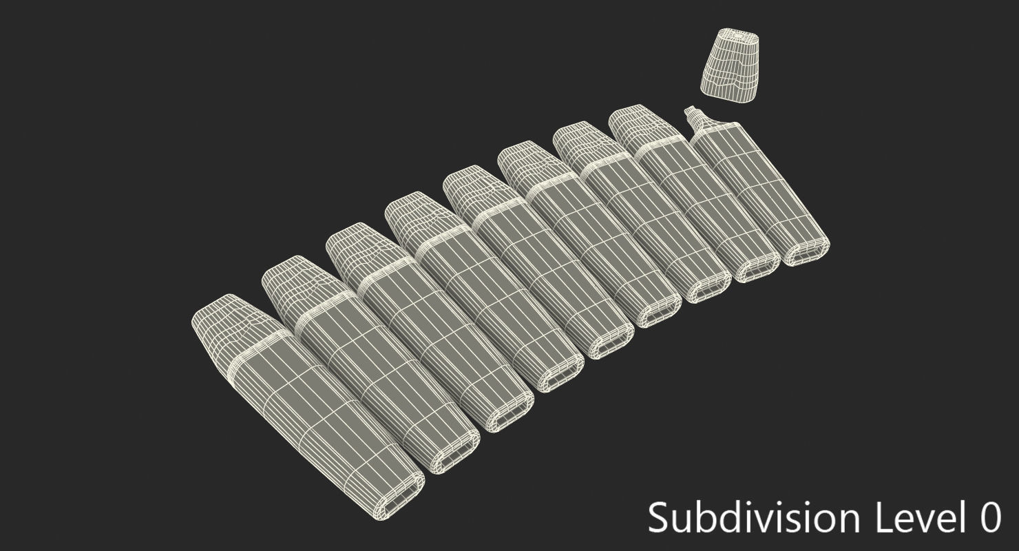 Highlighter Markers Set 9 Unique Colors 3D model_14