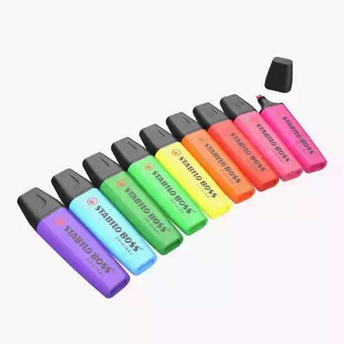 Highlighter Markers Set 9 Unique Colors  3D model