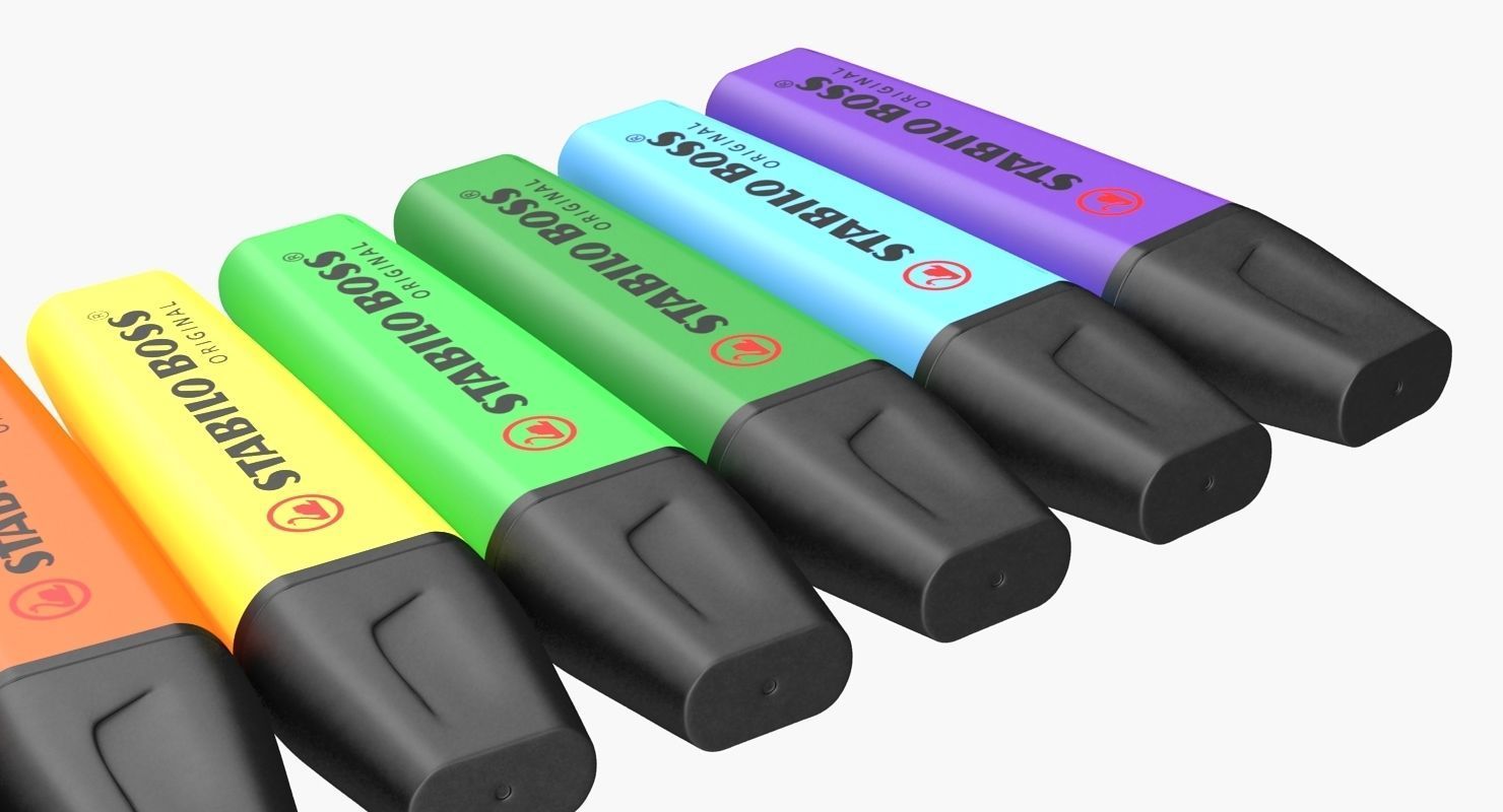 Highlighter Markers Set 9 Unique Colors 3D model_6