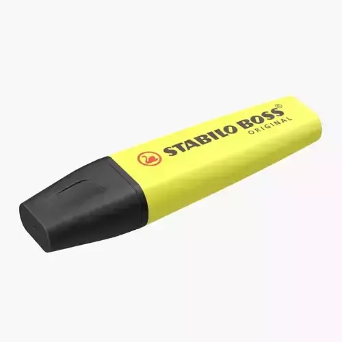 Yellow Highlighter Pen 3D model